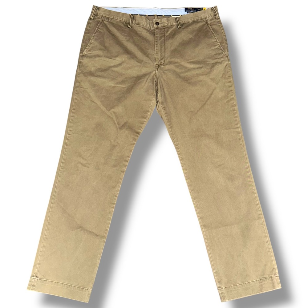 Polo Ralph Lauren Mens Stretch Slim Fit Chino Pants Tan Khaki 40x32 Cotton Twill